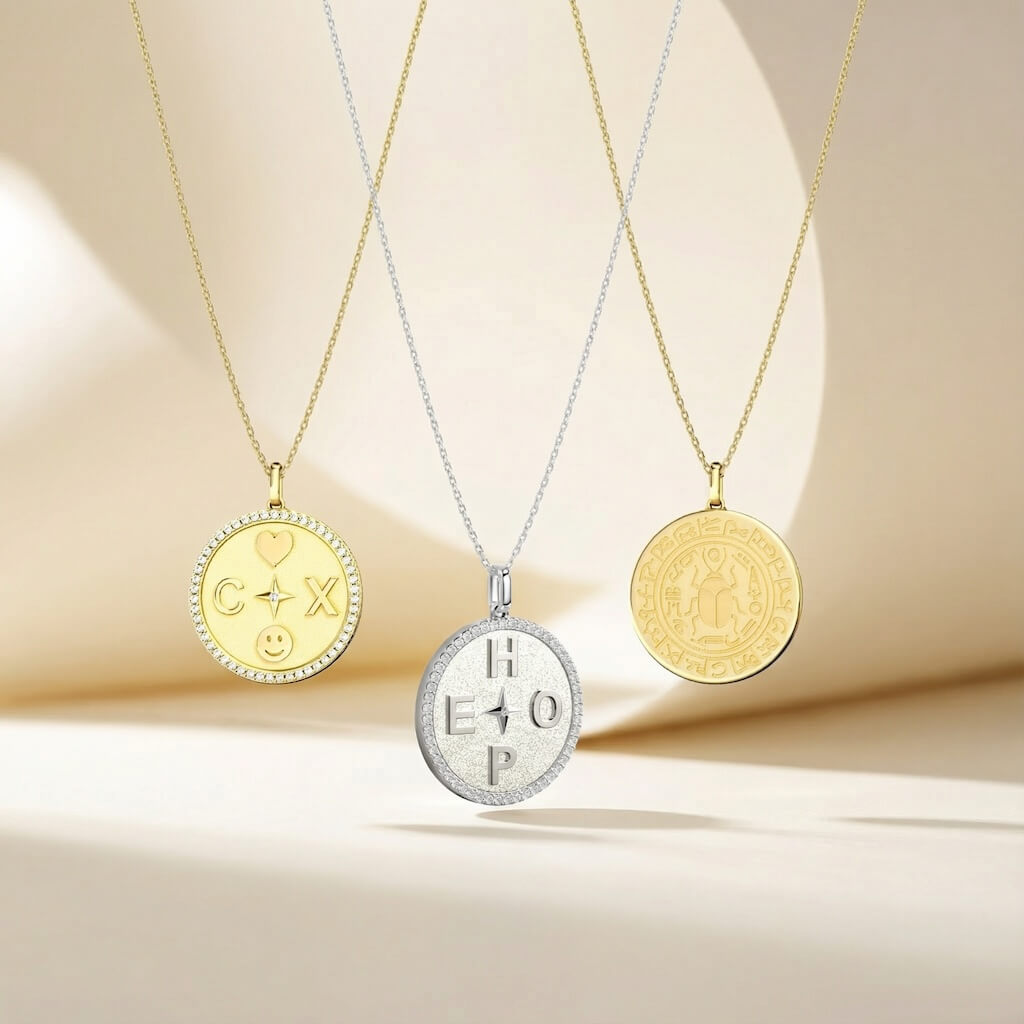 Personal Story Medallion Necklace – Lucky Symbol & Engravable