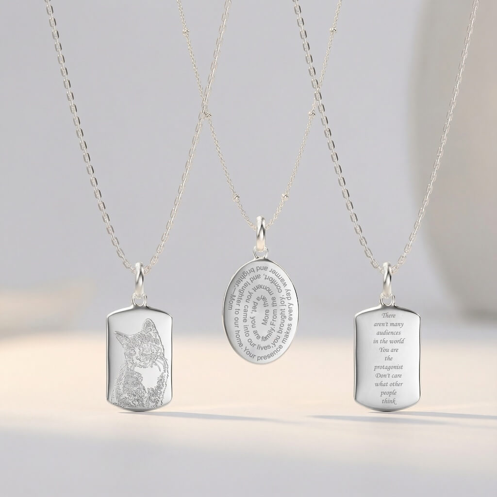 Double-Sided Custom Paw Oval Necklace